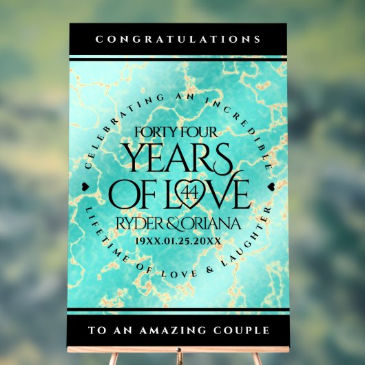 Elegant 44th Turquoise Wedding Jubileum Acryl Bord (Neutraal)