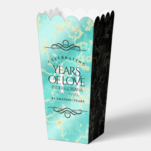 Elegant 44th Turquoise Wedding Jubileum Bedankdoosjes (Voorkant)