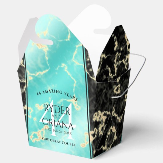 Elegant 44th Turquoise Wedding Jubileum Bedankdoosjes (Geopend)