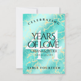 Elegant 44th Turquoise Wedding Jubileum Bedankkaart