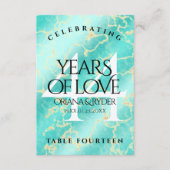 Elegant 44th Turquoise Wedding Jubileum Bedankkaart (Voorkant)