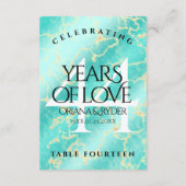 Elegant 44th Turquoise Wedding Jubileum Bedankkaart (Achterkant)