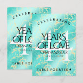Elegant 44th Turquoise Wedding Jubileum Bedankkaart (Voorkant / Achterkant)