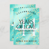 Elegant 44th Turquoise Wedding Jubileum Bedankkaart (Voorkant / Achterkant)