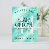 Elegant 44th Turquoise Wedding Jubileum Bedankkaart (Staand voorkant)