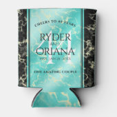 Elegant 44th Turquoise Wedding Jubileum Blikjeskoeler (Voorkant)