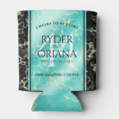 Elegant 44th Turquoise Wedding Jubileum Blikjeskoeler (Achterkant)