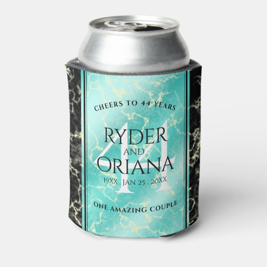 Elegant 44th Turquoise Wedding Jubileum Blikjeskoeler (Blikje Achterkant)