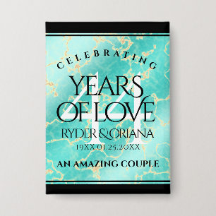 Elegant 44th Turquoise Wedding Jubileum Button