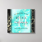 Elegant 44th Turquoise Wedding Jubileum Canvas Afdruk (Voorkant)