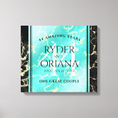 Elegant 44th Turquoise Wedding Jubileum Canvas Afdruk (Voorkant)