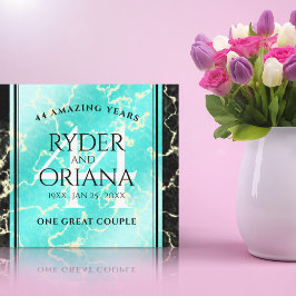 Elegant 44th Turquoise Wedding Jubileum Canvas Afdruk