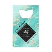 Elegant 44th Turquoise Wedding Jubileum Creditkaart Flessenopener (Achterkant)