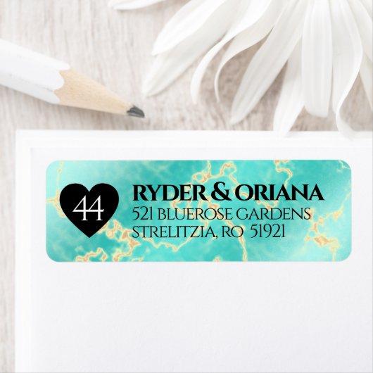 Elegant 44th Turquoise Wedding Jubileum Etiket (Insitu)