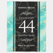 Elegant 44th Turquoise Wedding Jubileum Fleece Deken (Voorkant)