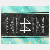 Elegant 44th Turquoise Wedding Jubileum Fleece Deken (Voorkant (Horizontaal))