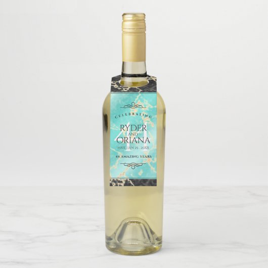 Elegant 44th Turquoise Wedding Jubileum Flessenhanger (Op fles)