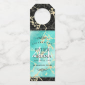 Elegant 44th Turquoise Wedding Jubileum Flessenhanger (Voorkant)