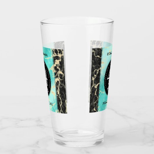 Elegant 44th Turquoise Wedding Jubileum Glas (Links)