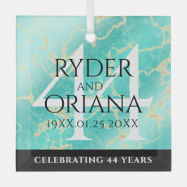 Elegant 44th Turquoise Wedding Jubileum Glas Ornament