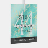 Elegant 44th Turquoise Wedding Jubileum Glas Ornament (Voorkant Rechts)