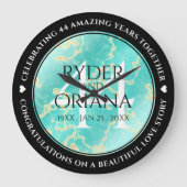 Elegant 44th Turquoise Wedding Jubileum Grote Klok (Voorkant)