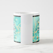 Elegant 44th Turquoise Wedding Jubileum Grote Koffiekop (Voorkant)