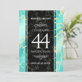 Elegant 44th Turquoise Wedding Jubileum Kaart (Staand voorkant)