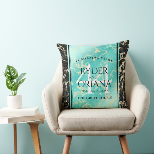 Elegant 44th Turquoise Wedding Jubileum Kussen (Stoel)