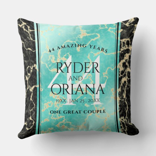 Elegant 44th Turquoise Wedding Jubileum Kussen (Achterkant)