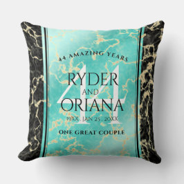 Elegant 44th Turquoise Wedding Jubileum Kussen