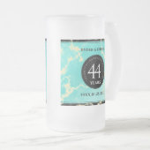 Elegant 44th Turquoise Wedding Jubileum Matglas Bierpul (Voorkant rechts)