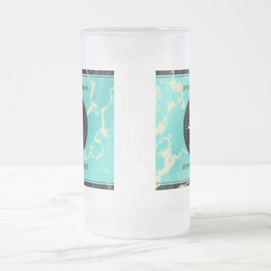 Elegant 44th Turquoise Wedding Jubileum Matglas Bierpul (Center)