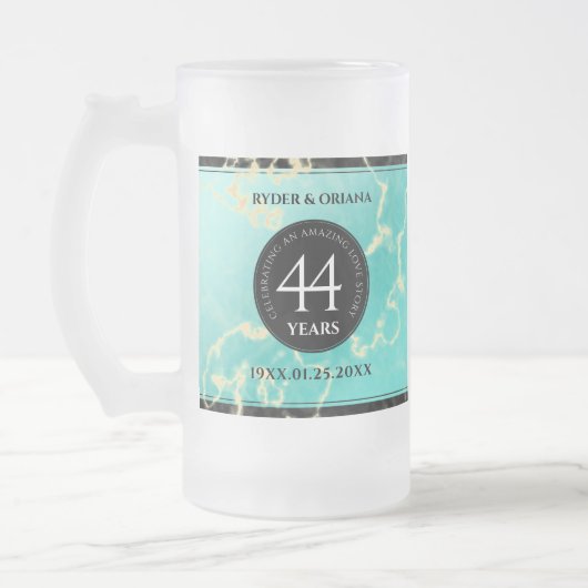 Elegant 44th Turquoise Wedding Jubileum Matglas Bierpul (Links)