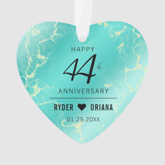 Elegant 44th Turquoise Wedding Jubileum Ornament (achterkant)