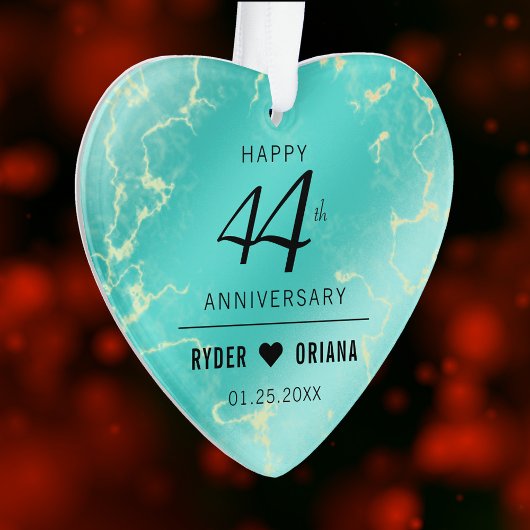 Elegant 44th Turquoise Wedding Jubileum Ornament