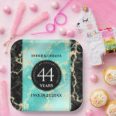 Elegant 44th Turquoise Wedding Jubileum Papieren Bordje (Feest)