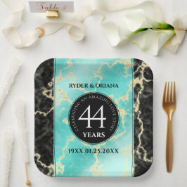 Elegant 44th Turquoise Wedding Jubileum Papieren Bordje