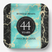 Elegant 44th Turquoise Wedding Jubileum Papieren Bordje (Voorkant)