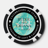 Elegant 44th Turquoise Wedding Jubileum Poker Chips (Achterkant)