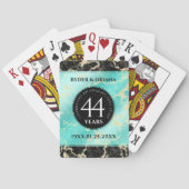 Elegant 44th Turquoise Wedding Jubileum Pokerkaarten (Achterkant)