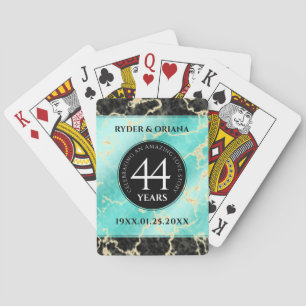 Elegant 44th Turquoise Wedding Jubileum Pokerkaarten