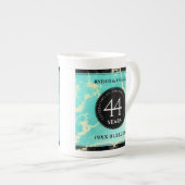 Elegant 44th Turquoise Wedding Jubileum Porselein Kop (Voorkant rechts)