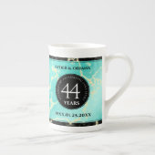 Elegant 44th Turquoise Wedding Jubileum Porselein Kop (Rechts)