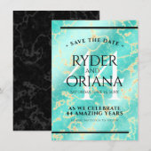 Elegant 44th Turquoise Wedding Jubileum Save The Date (Voorkant / Achterkant)