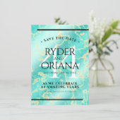 Elegant 44th Turquoise Wedding Jubileum Save The Date (Staand voorkant)
