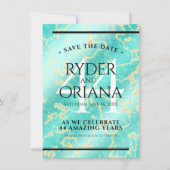 Elegant 44th Turquoise Wedding Jubileum Save The Date (Voorkant)