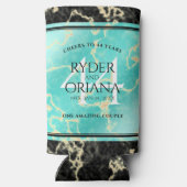 Elegant 44th Turquoise Wedding Jubileum Seltzer Blikjeskoeler (Achterkant)