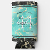 Elegant 44th Turquoise Wedding Jubileum Seltzer Blikjeskoeler (Voorkant)