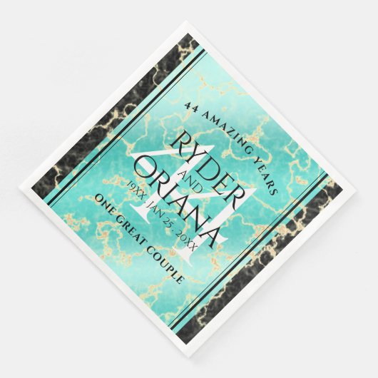 Elegant 44th Turquoise Wedding Jubileum Servet (Hoek)